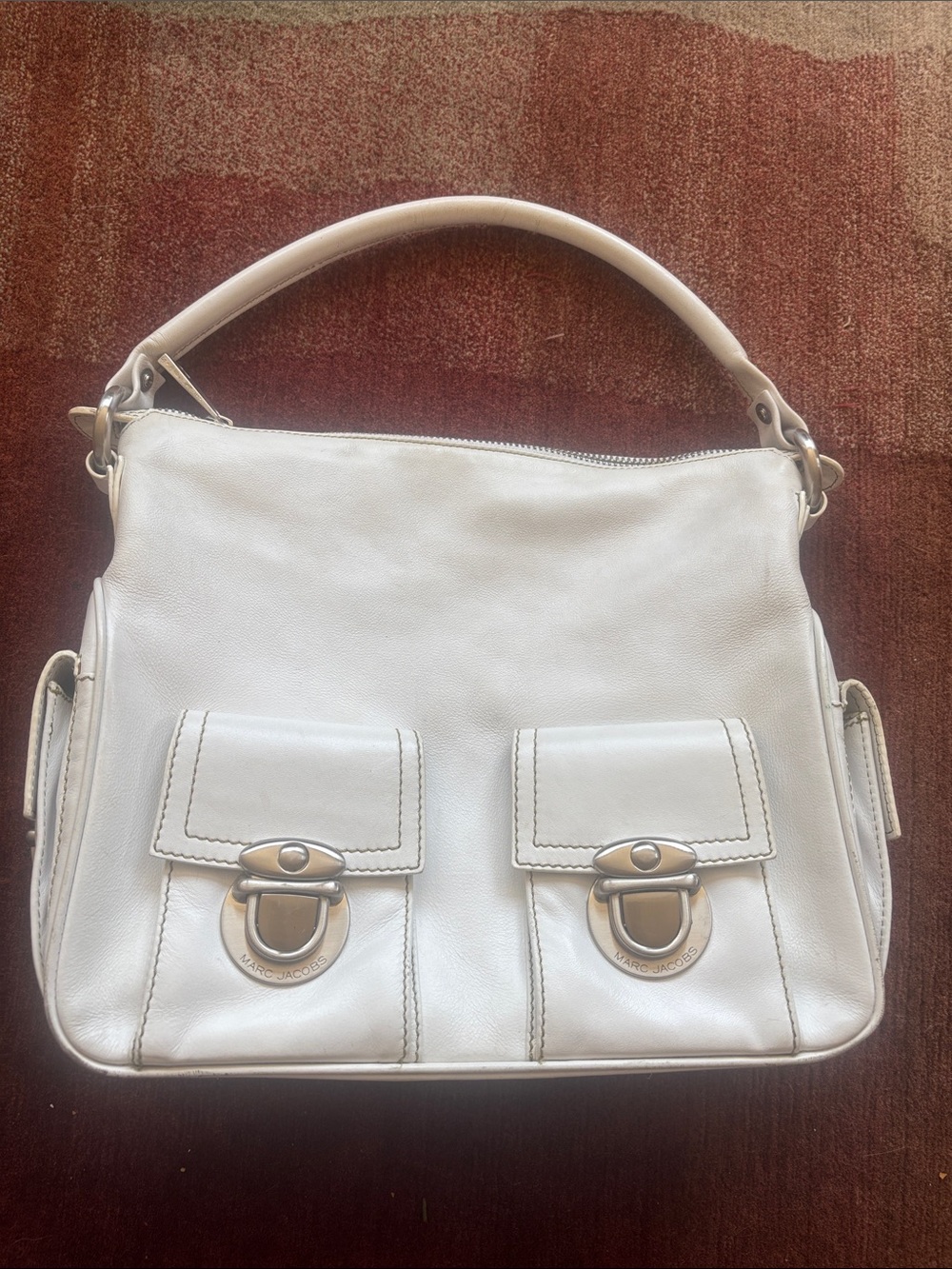 Marc Jacobs Y2K 'Sophia' White Leather Multipocket Hobo Shoulder Bag